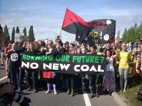 Image from Indymedia: stop burning our future - no to new coal